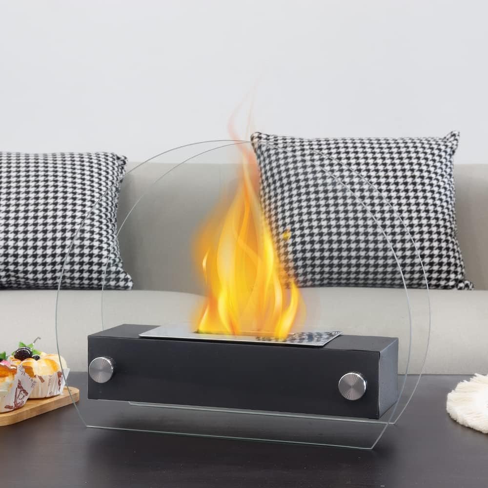 5" Black Glass Ethanol Fireplace