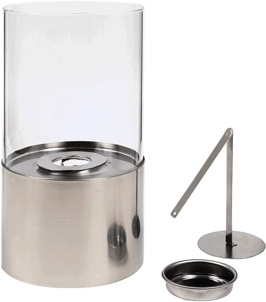 7" Silver Glass Ethanol Fireplace