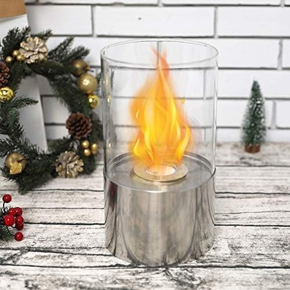 7" Silver Glass Ethanol Fireplace