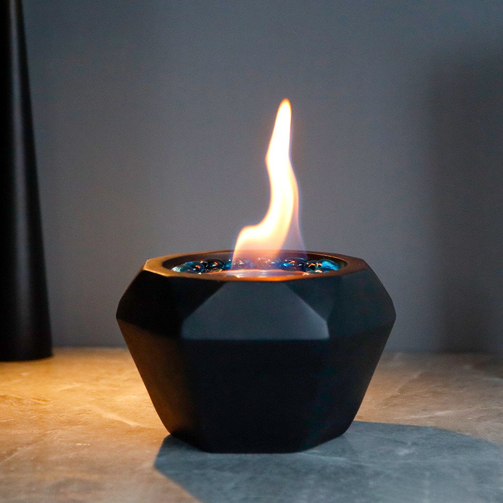 6" Black Glass Ethanol Fireplace