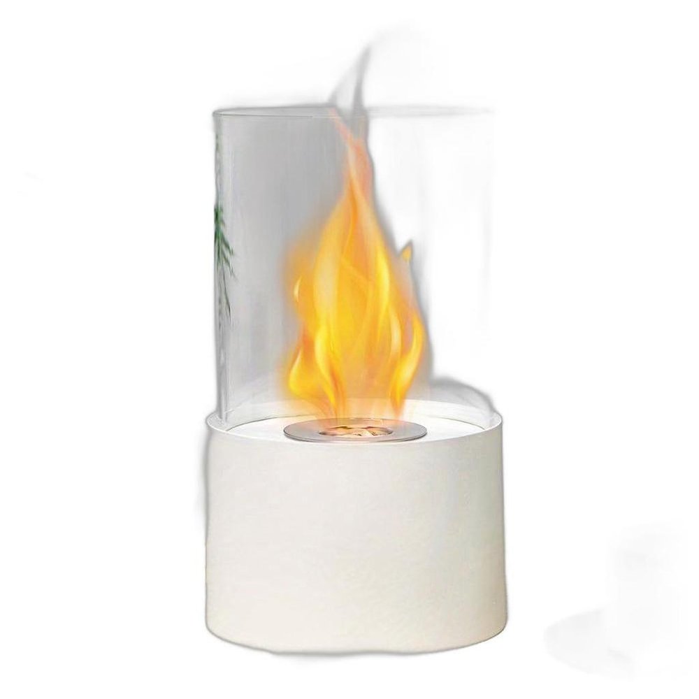 7" White Glass Ethanol Fireplace