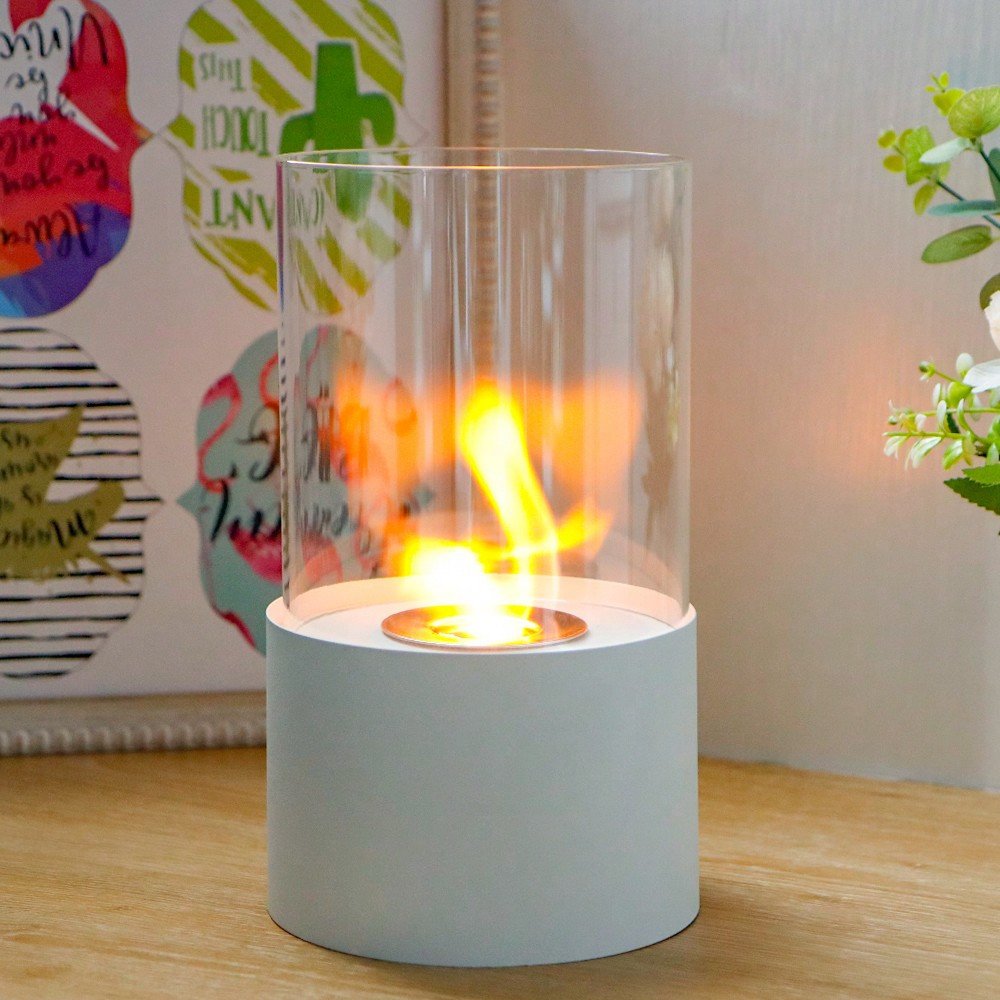 7" White Glass Ethanol Fireplace