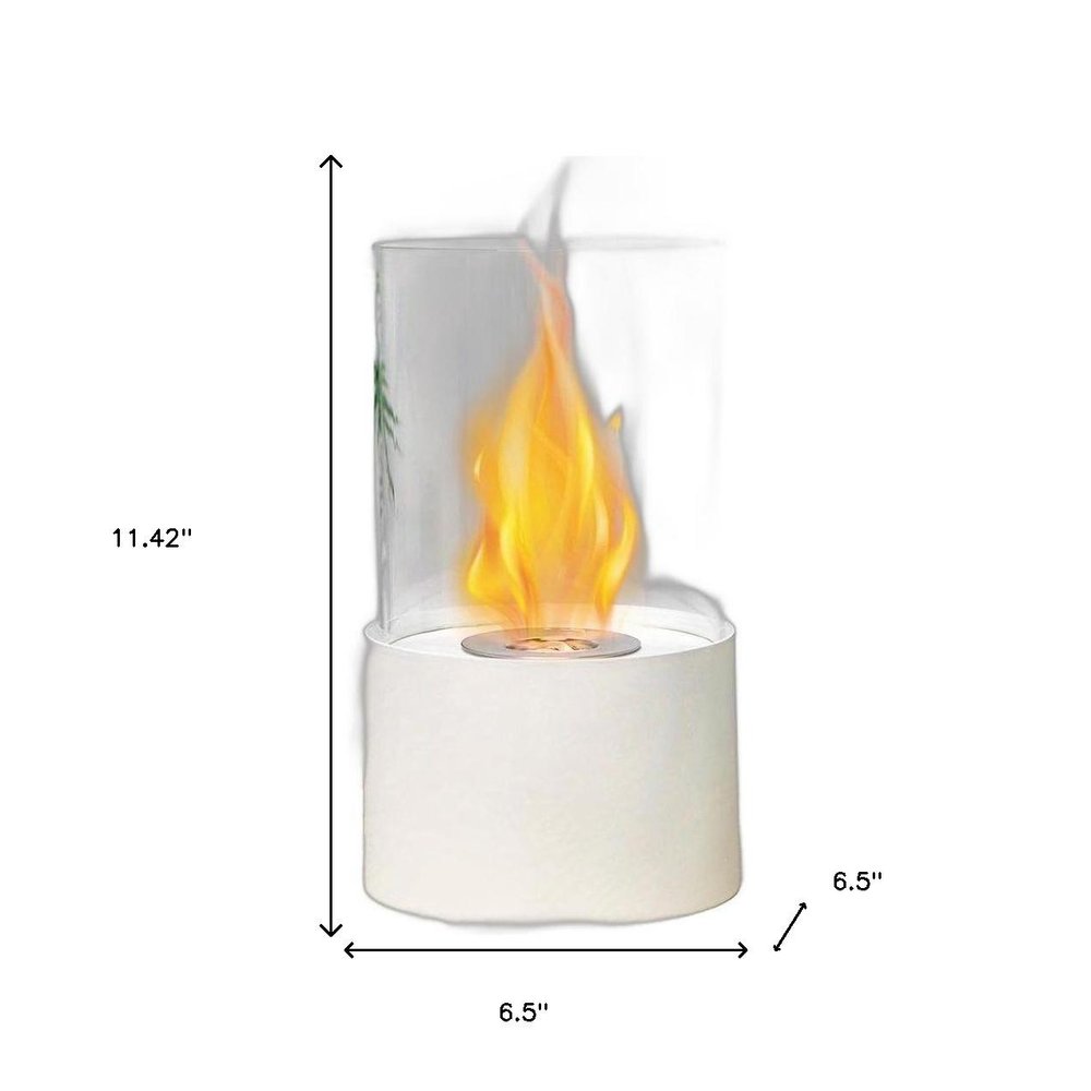 7" White Glass Ethanol Fireplace