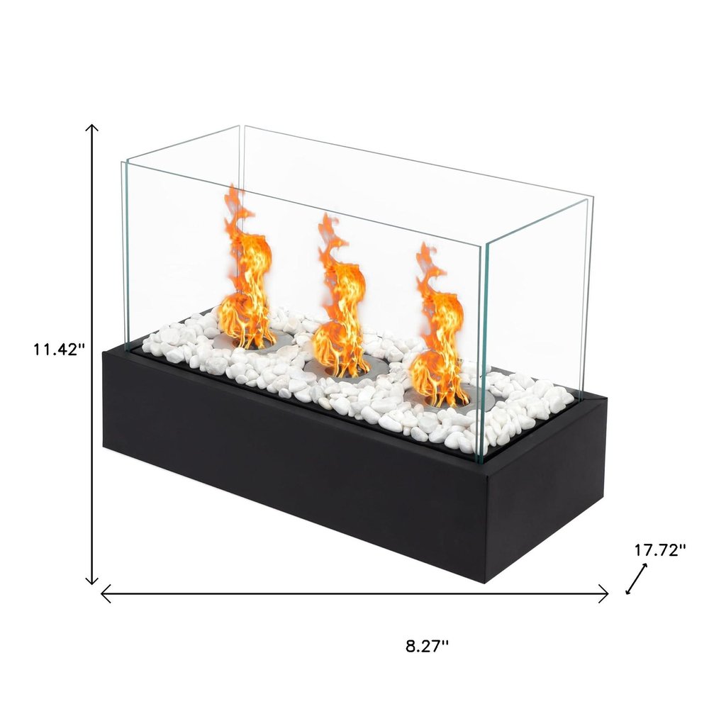 8" Black Glass Ethanol Fireplace