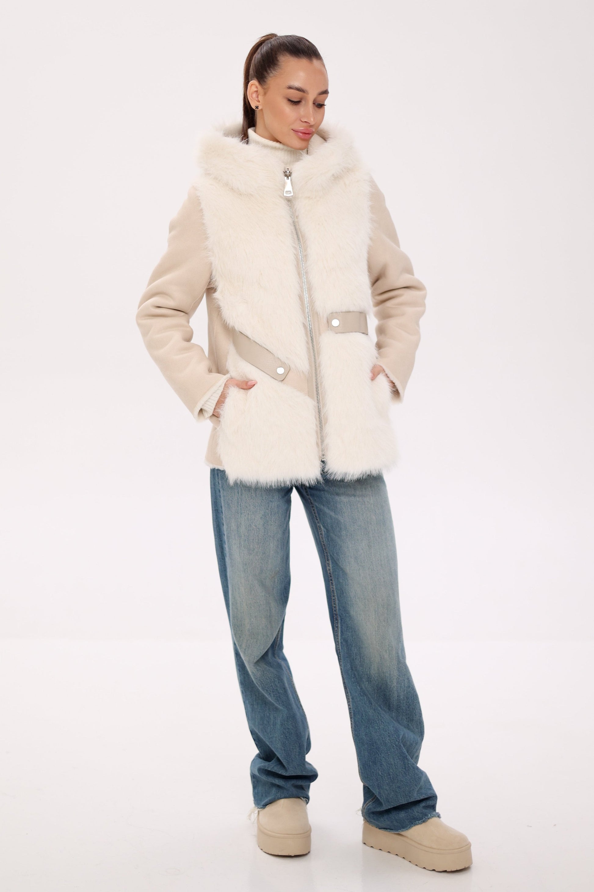 ⇆ Reversible Hooded Eco-Suede Jacket