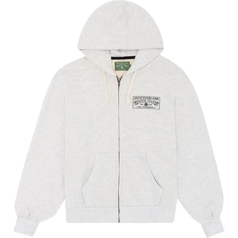 DENIM TEARS ADG Box Logo Zip Hoodie Grey