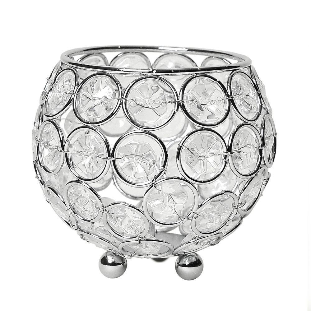 4" Silver Geometric Faux Crystal Tabletop Votive