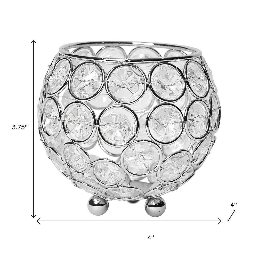4" Silver Geometric Faux Crystal Tabletop Votive