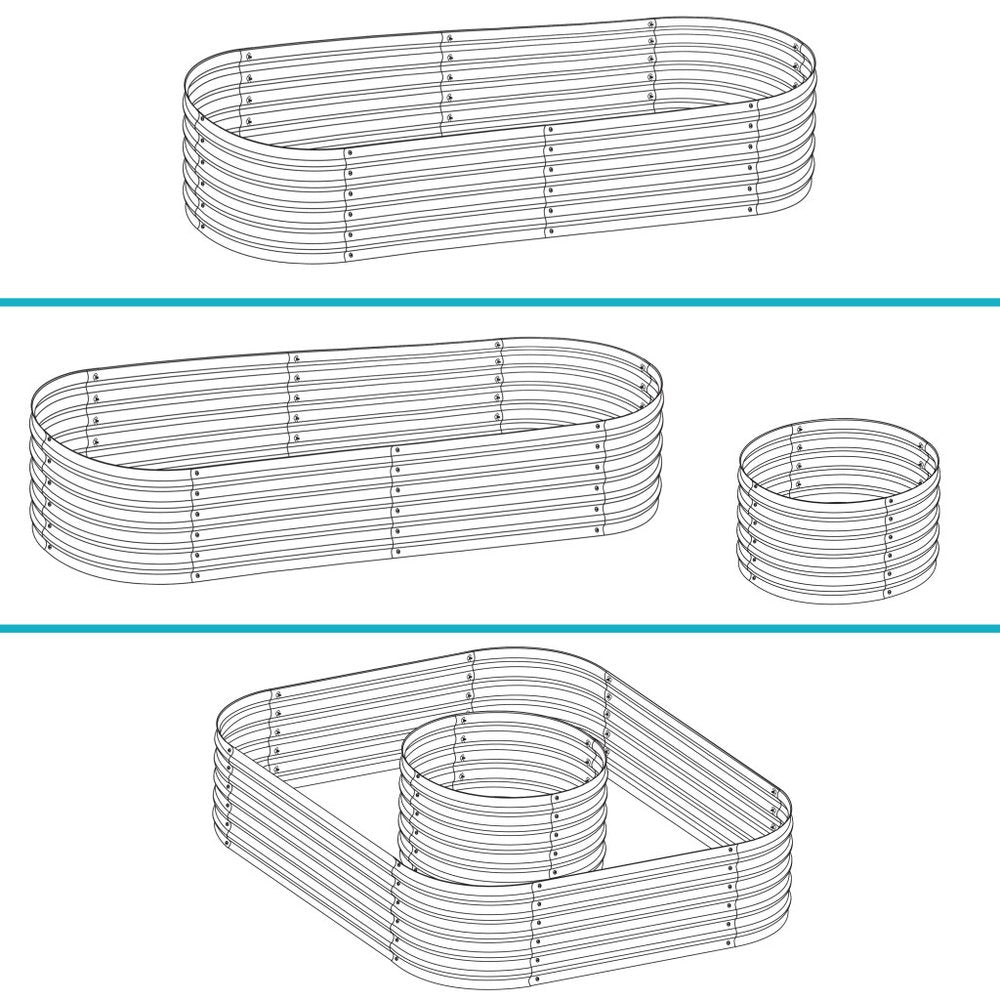 32" X 63" Silver Metal Oval Raised Garden Bed