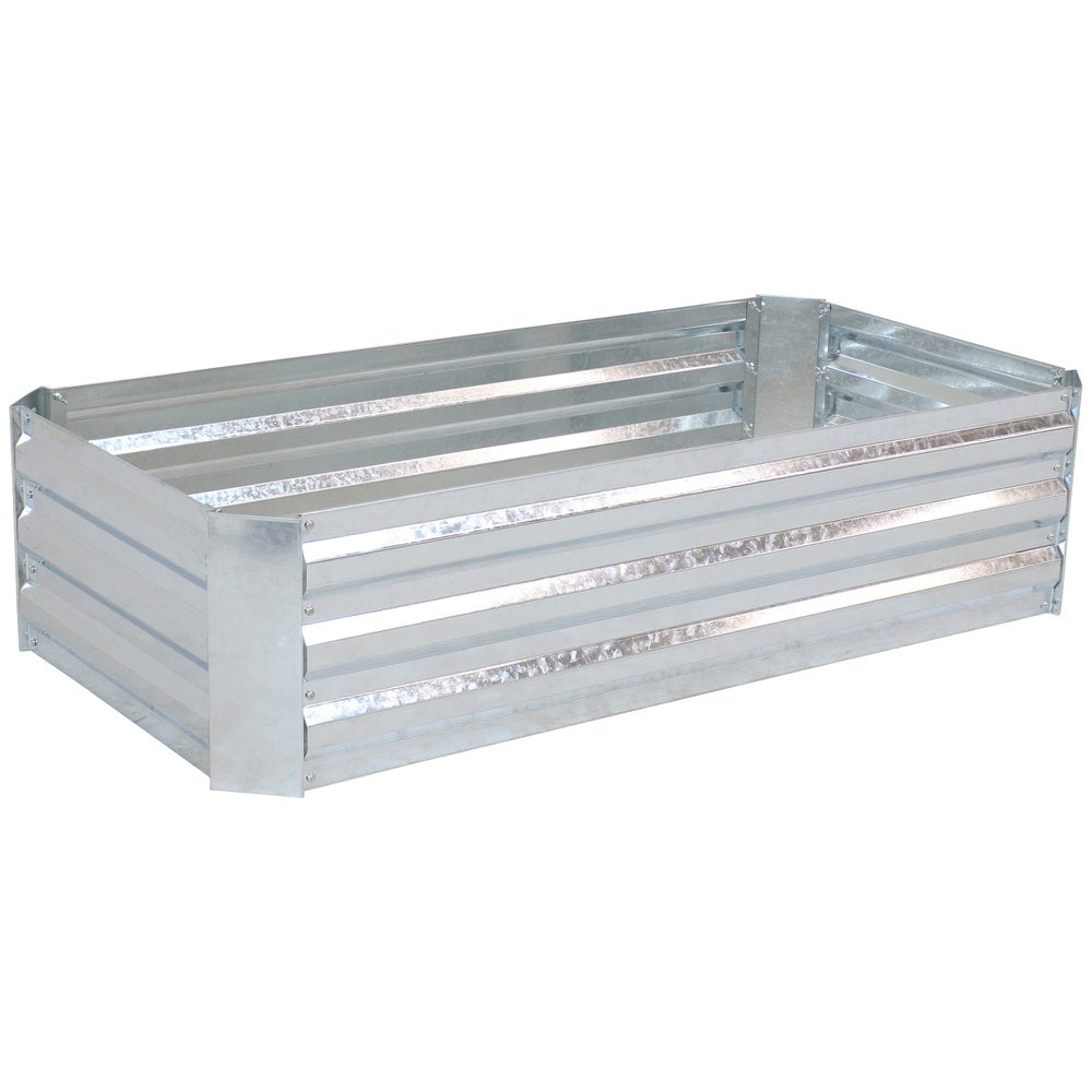 12" X 48" Silver Metal Rectangular Raised Garden Bed