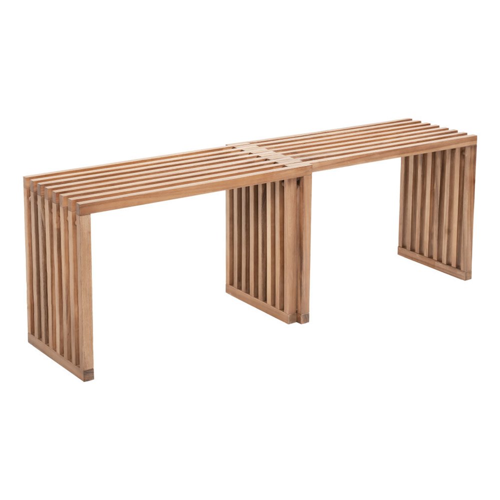 54" Natural Solid Wood Extendable Indoor Outdoor Bench