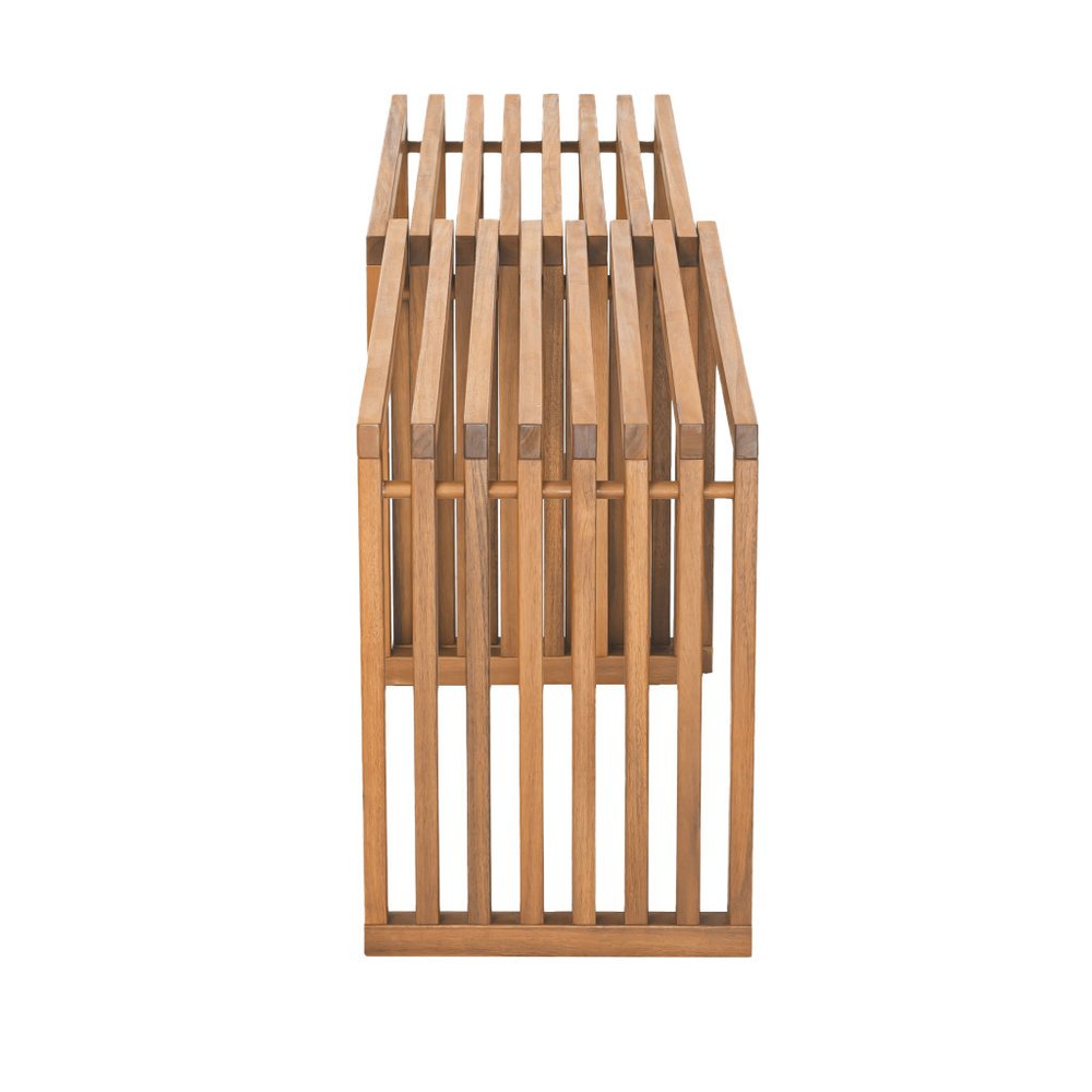 54" Natural Solid Wood Extendable Indoor Outdoor Bench