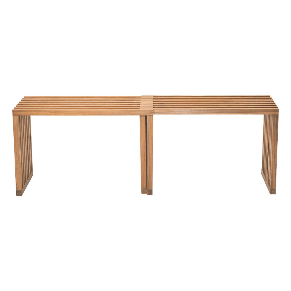 54" Natural Solid Wood Extendable Indoor Outdoor Bench