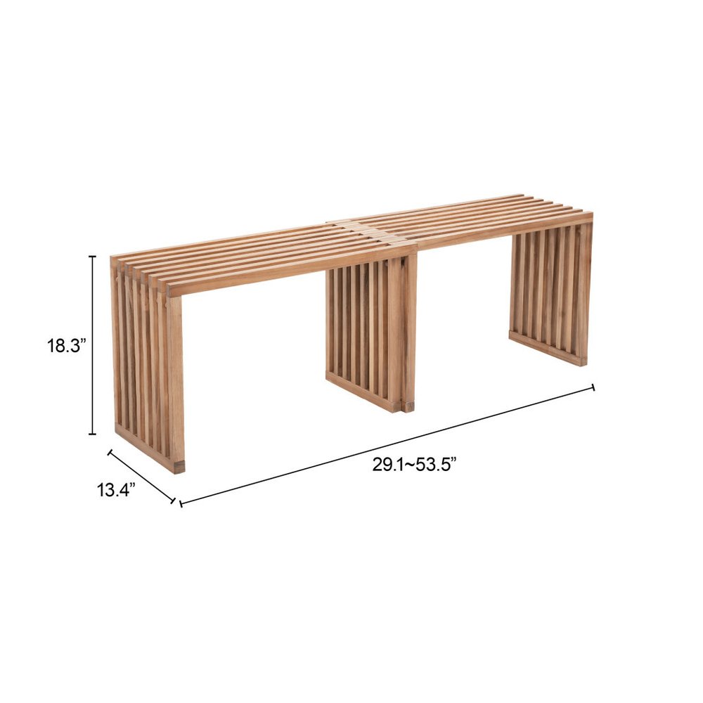 54" Natural Solid Wood Extendable Indoor Outdoor Bench