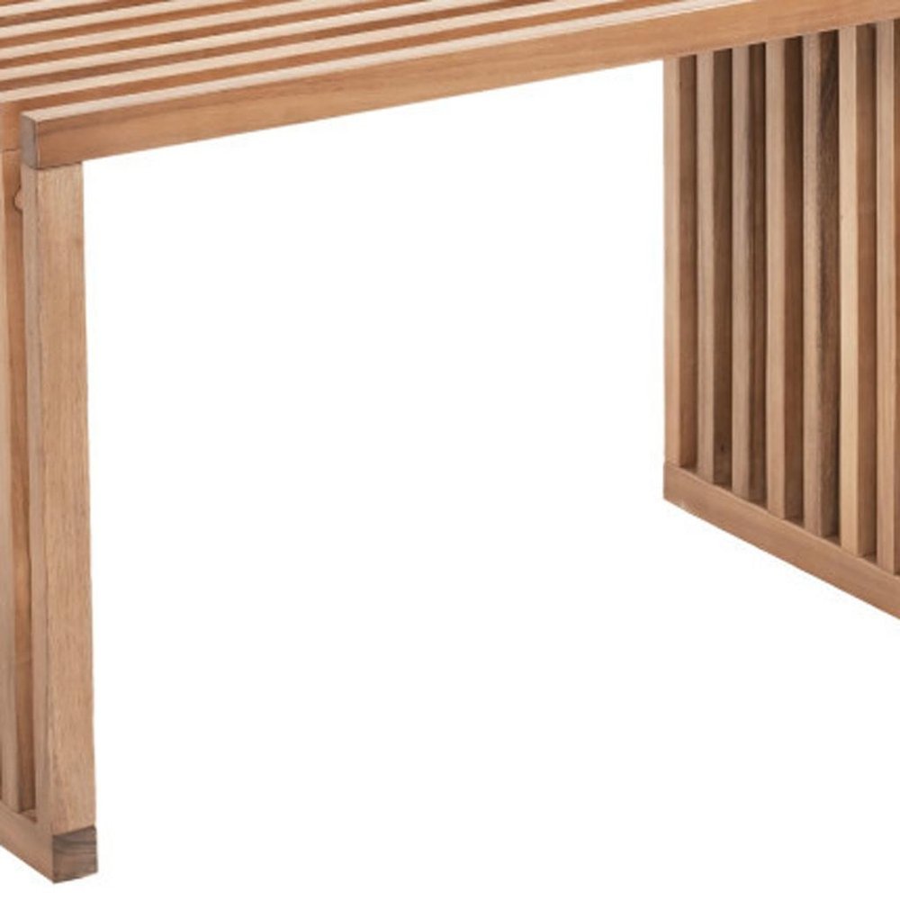 54" Natural Solid Wood Extendable Indoor Outdoor Bench