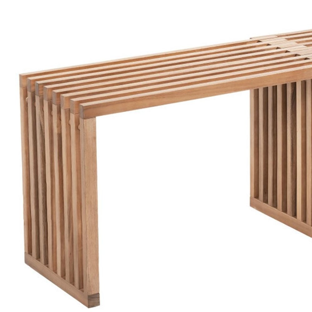54" Natural Solid Wood Extendable Indoor Outdoor Bench
