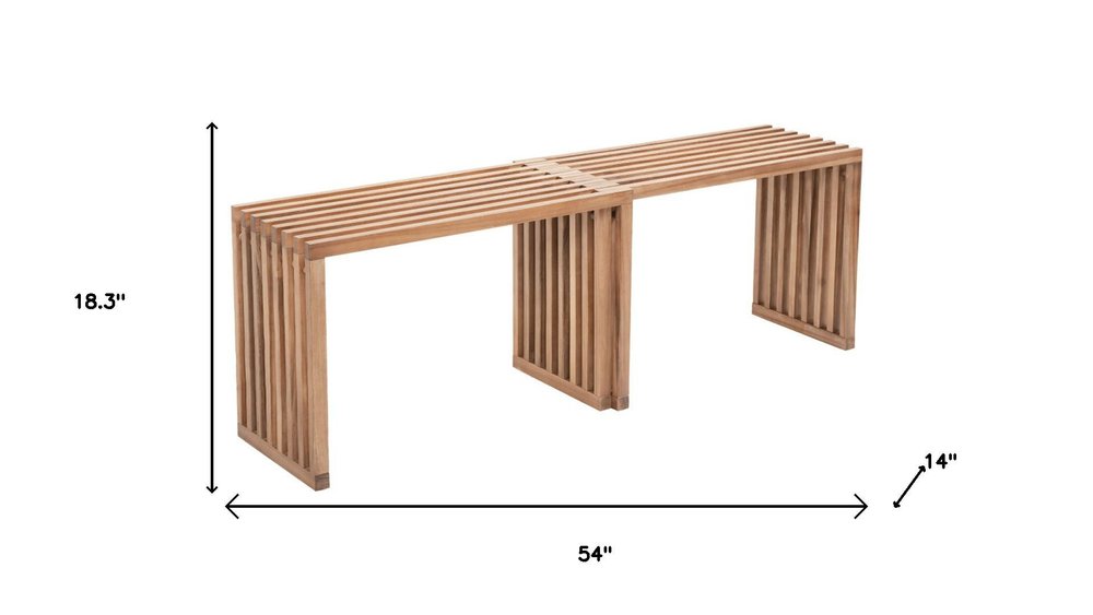 54" Natural Solid Wood Extendable Indoor Outdoor Bench