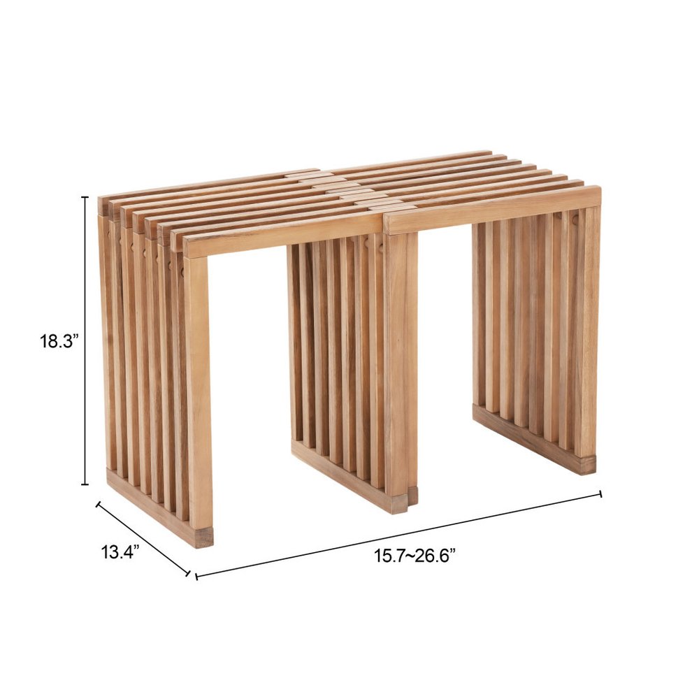 27" Natural Solid Wood Extendable Indoor Outdoor Bench