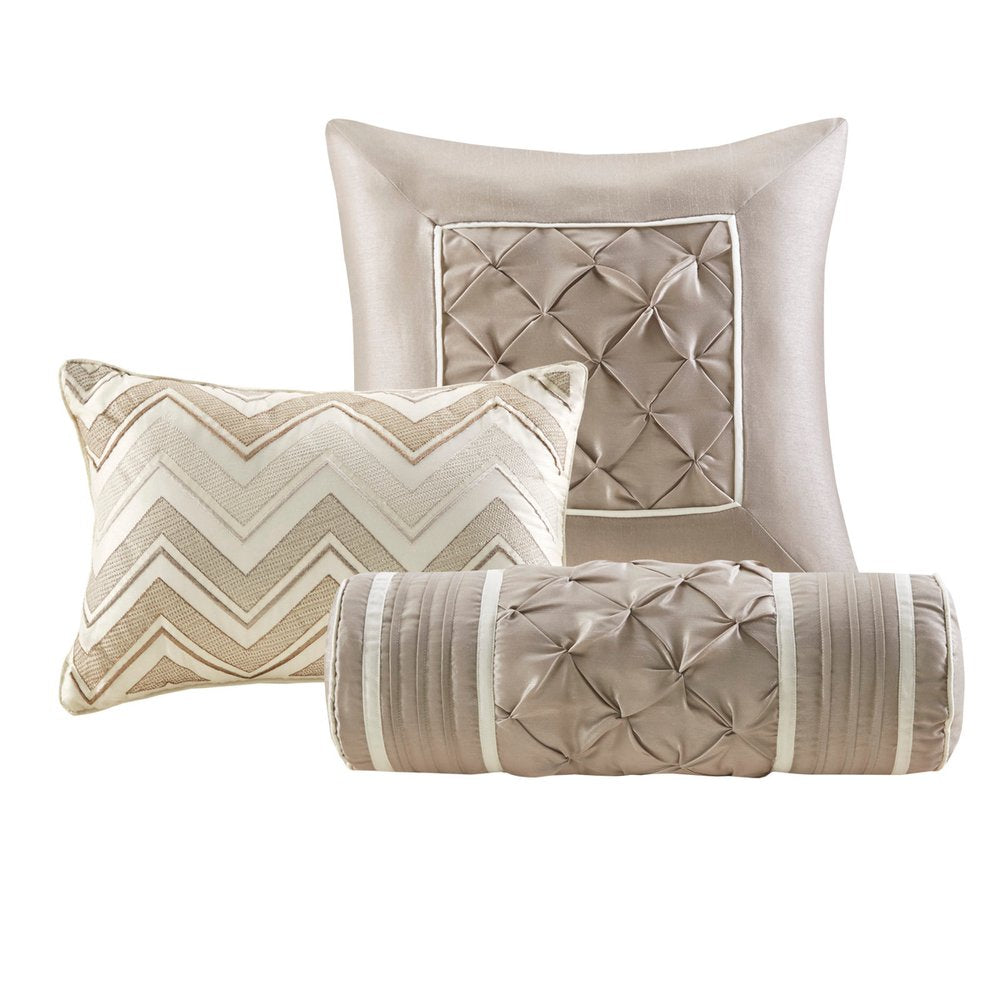 Set of Seven Ivory Queen Ring Stitch Polyester Sham And Comforter