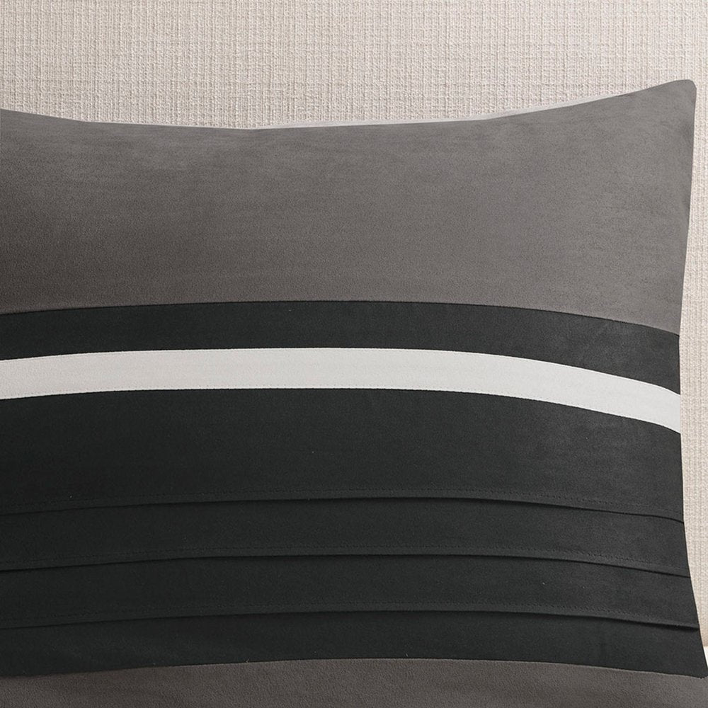 Set of Seven Black King Ring Stitch Polyester Sham And Comforter
