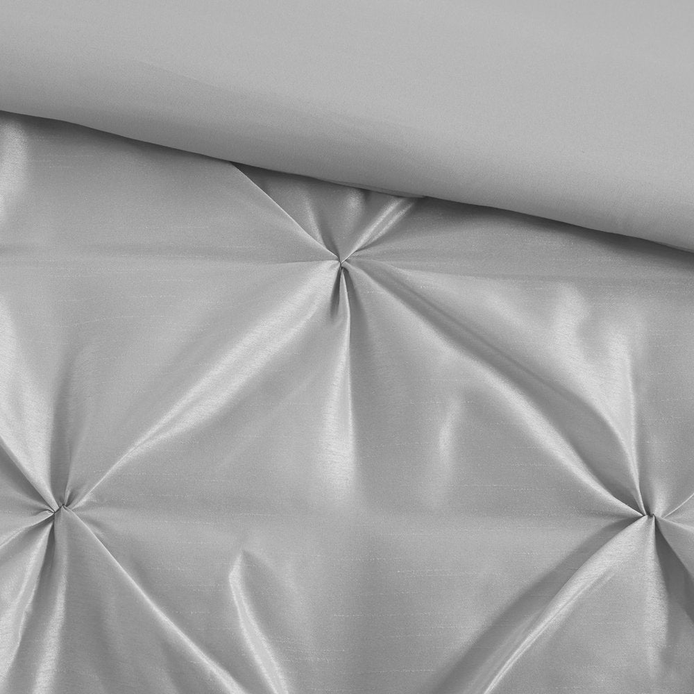 Set of Seven Gray Full Ring Stitch Polyester Sham And Comforter