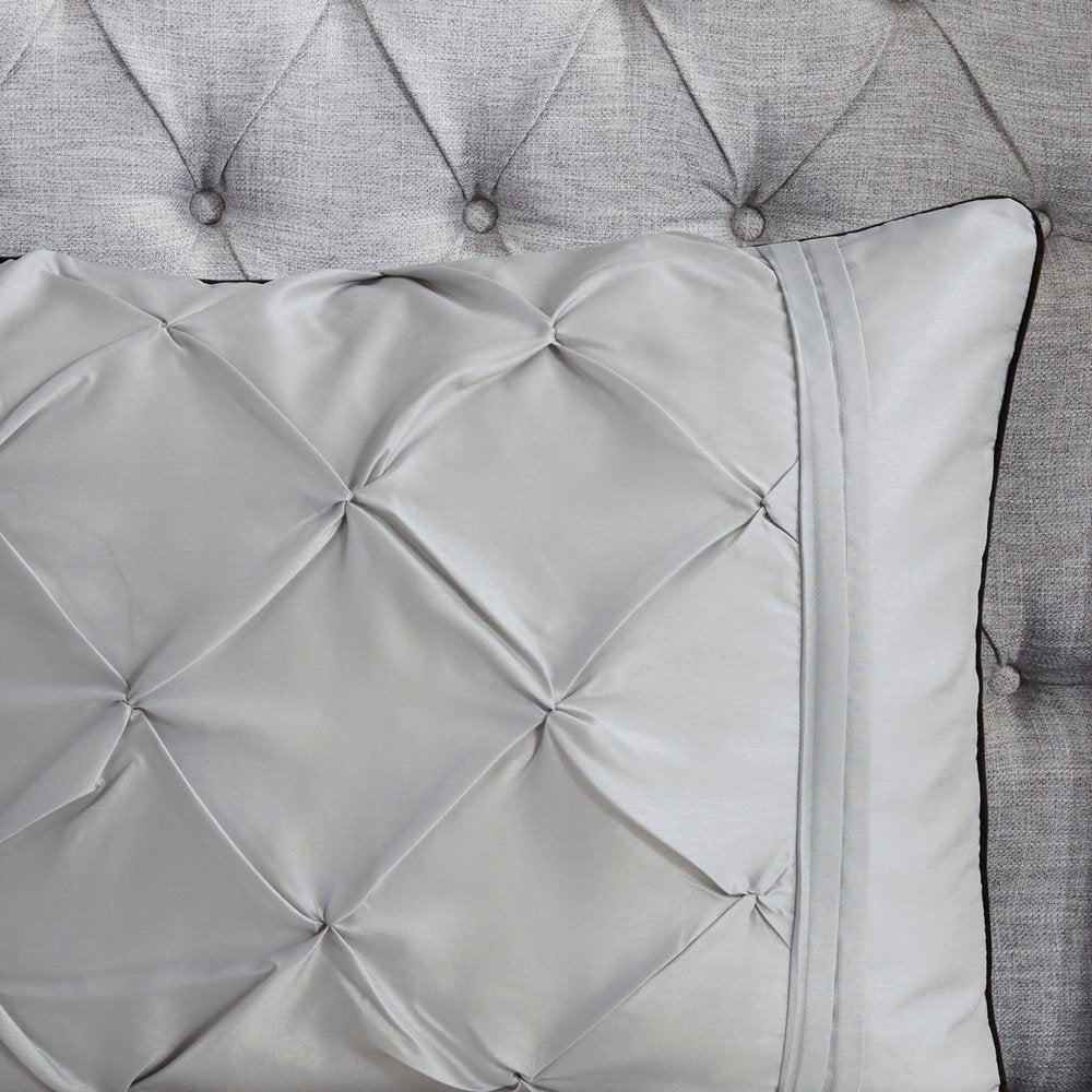 Set of Seven Gray Full Ring Stitch Polyester Sham And Comforter