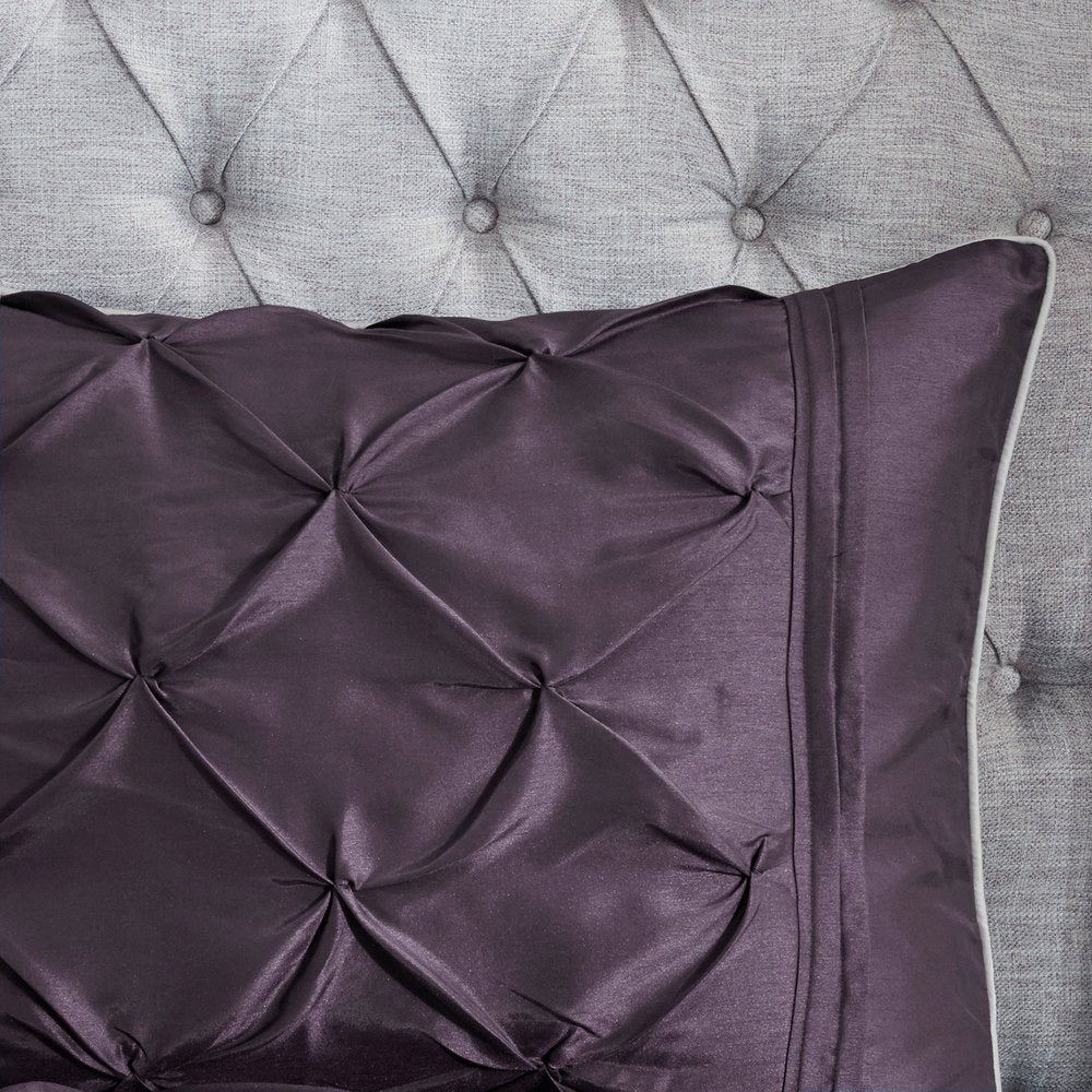 Set of Seven Plum King Ring Stitch Polyester Sham And Comforter
