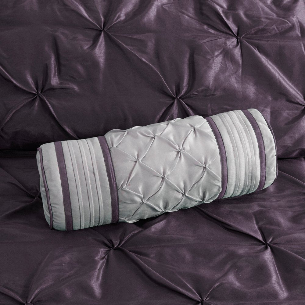 Set of Seven Plum King Ring Stitch Polyester Sham And Comforter