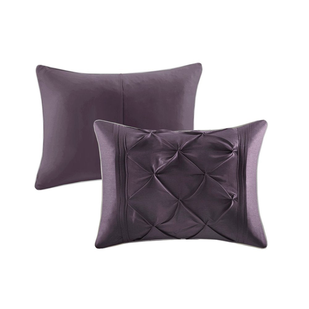Set of Seven Plum King Ring Stitch Polyester Sham And Comforter