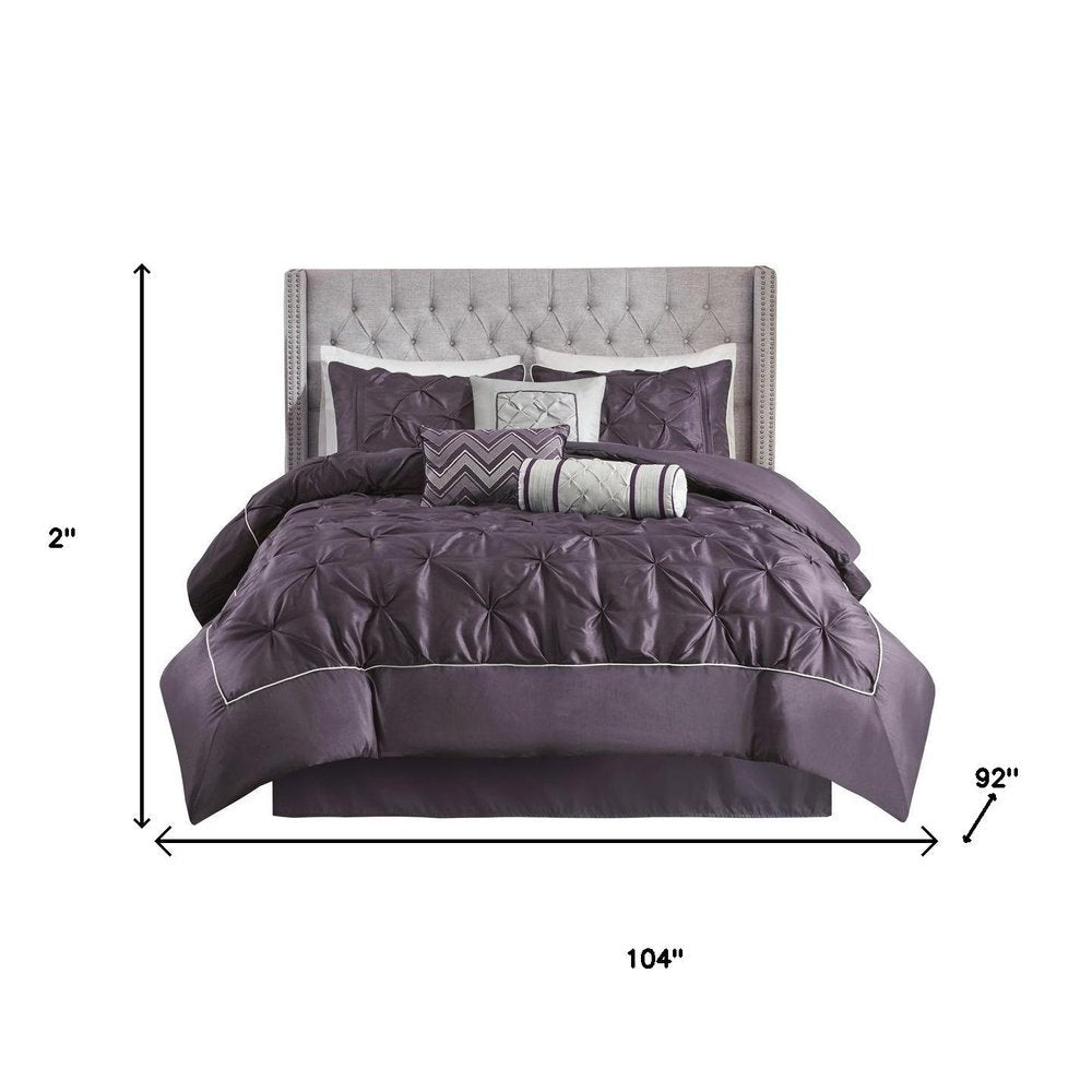 Set of Seven Plum King Ring Stitch Polyester Sham And Comforter