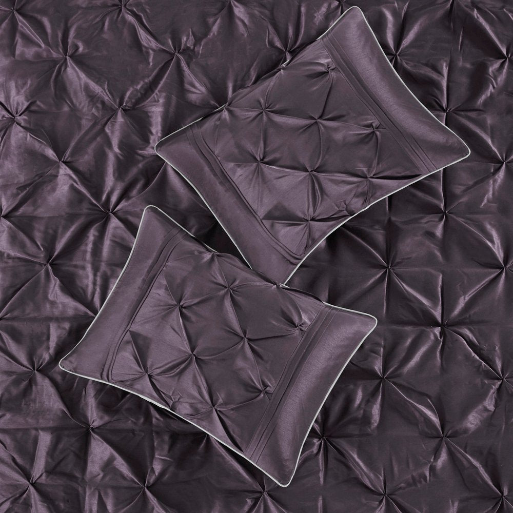 Set of Seven Plum Queen Ring Stitch Polyester Sham And Comforter