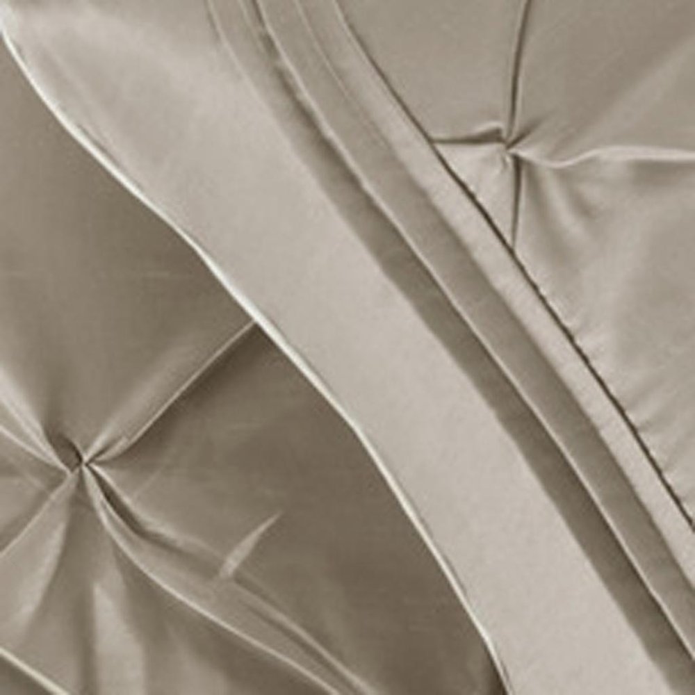 Set of Seven Taupe King Ring Stitch Polyester Sham And Comforter