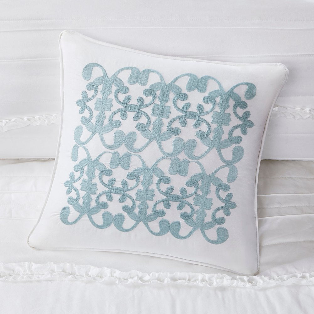 Set of Five White King Ring Stitch Polyester Sham And Comforter