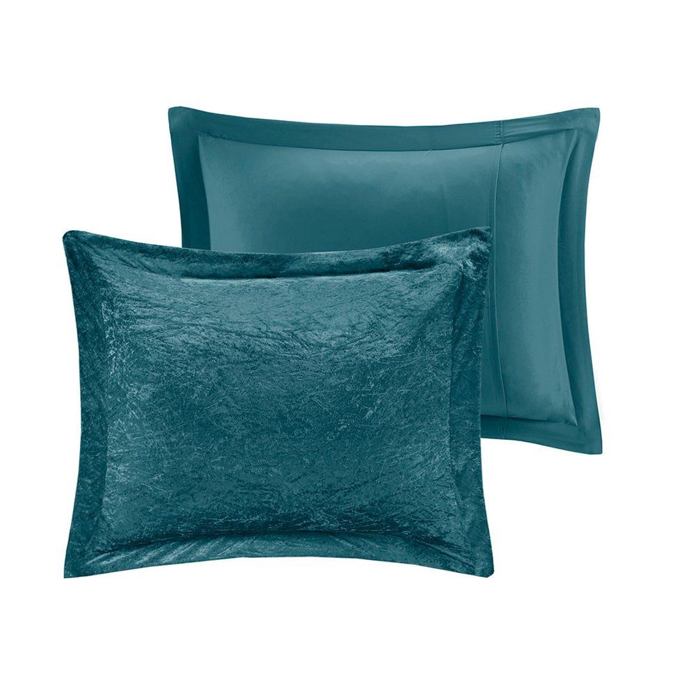 Set of Four Teal Blue King Ring Stitch Polyester Sham And Comforter