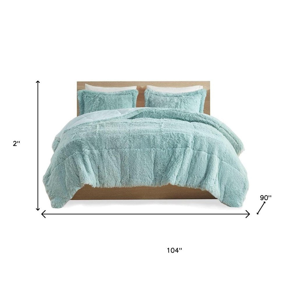 Set of Three Aqua King Ring Stitch Polyester Sham And Comforter