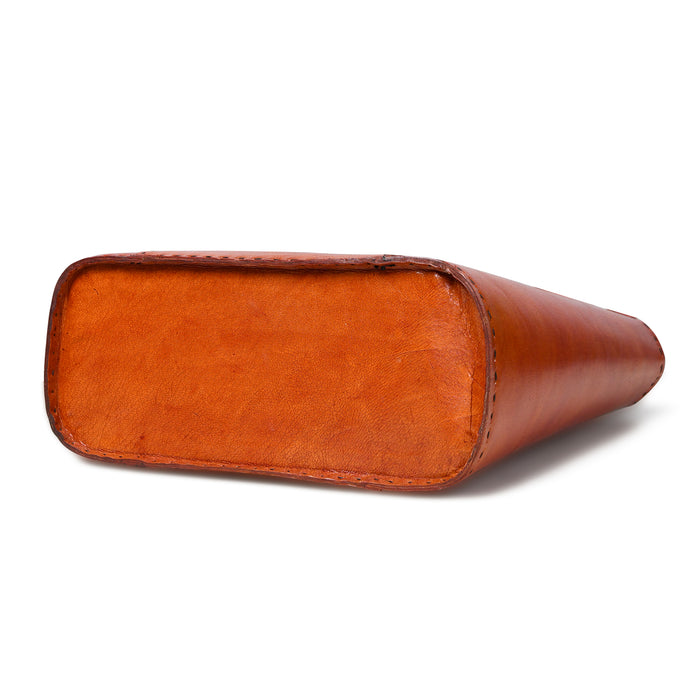 Solid Structure Tan Leather Mini Tote