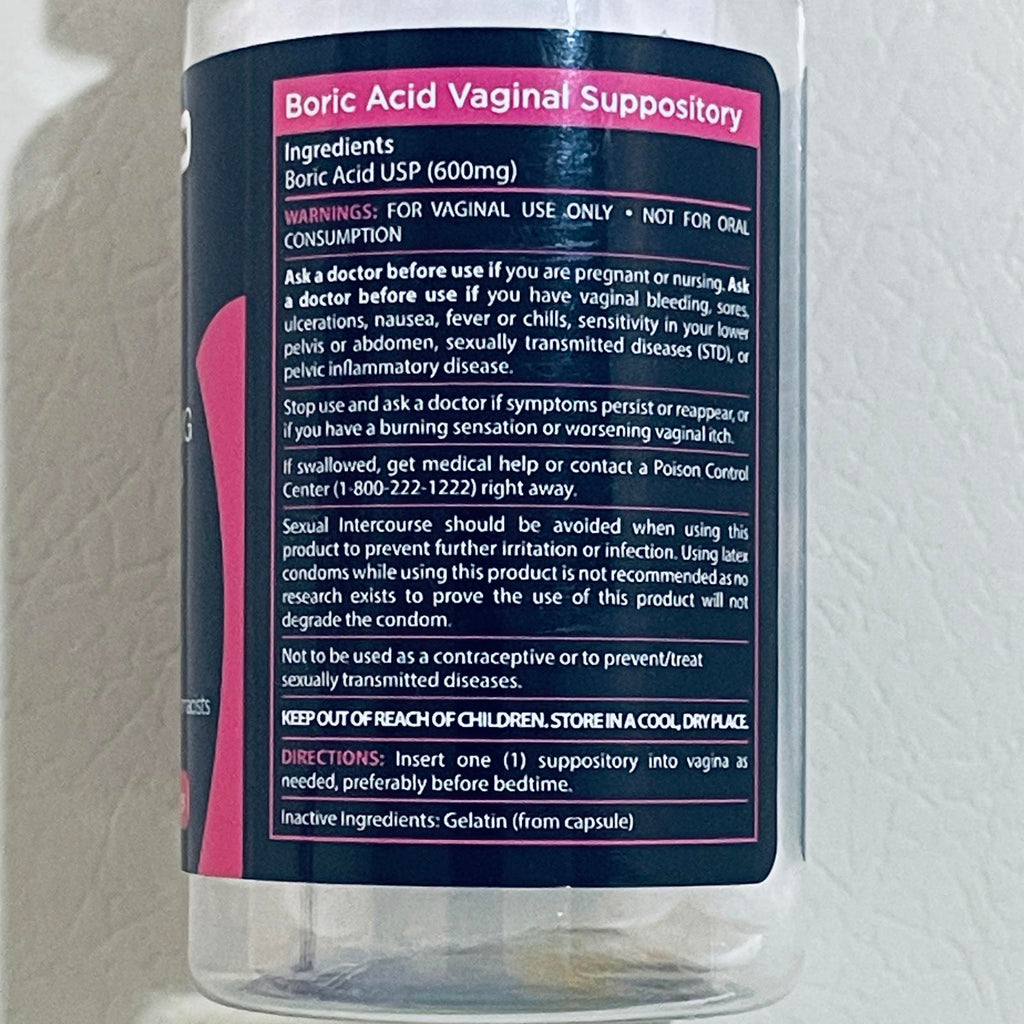 pHresh Boric Acid 600mg Vaginal Suppositories, 30 Count EXPIRED 11/2024