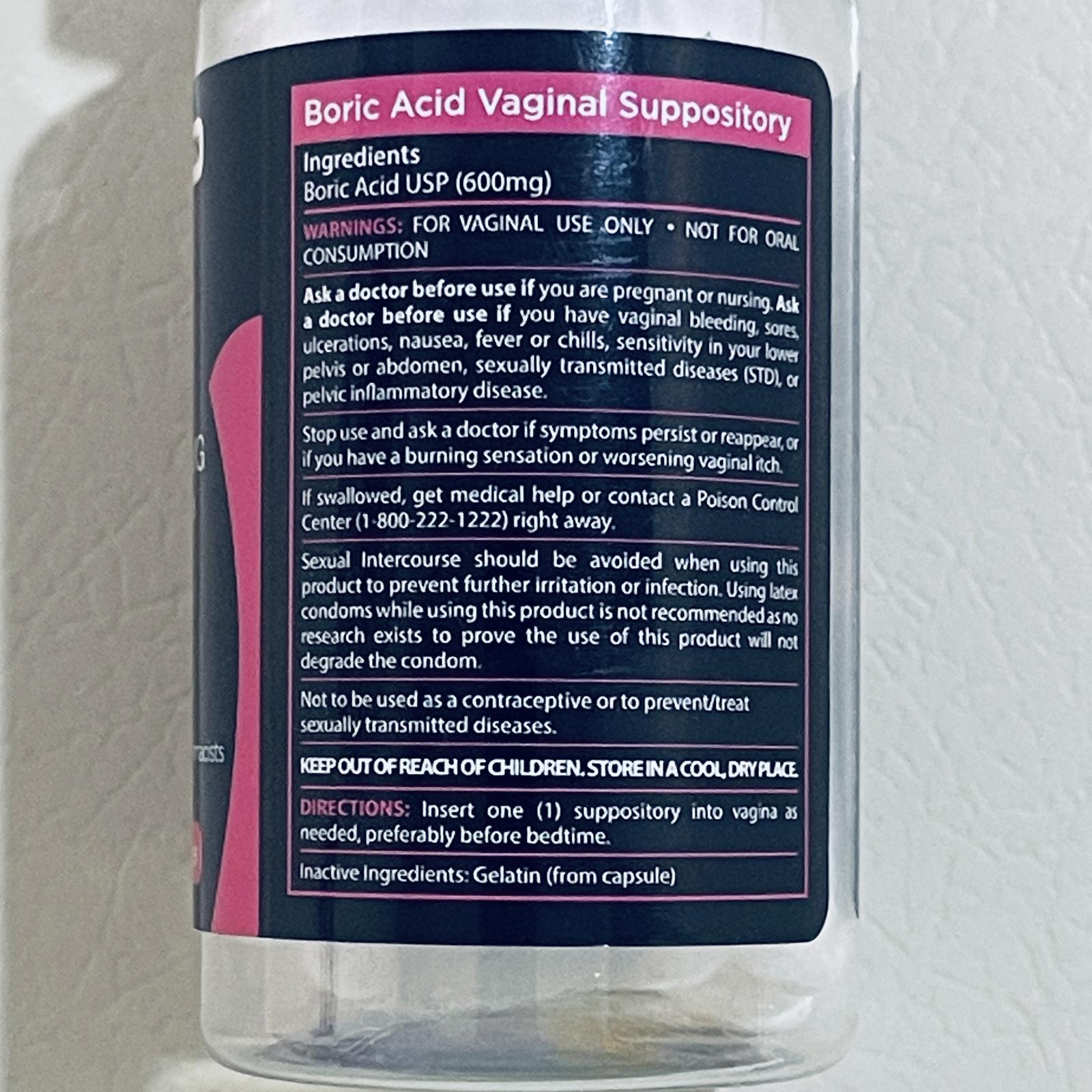 pHresh Boric Acid 600mg Vaginal Suppositories, 30 Count EXPIRED 11/2024