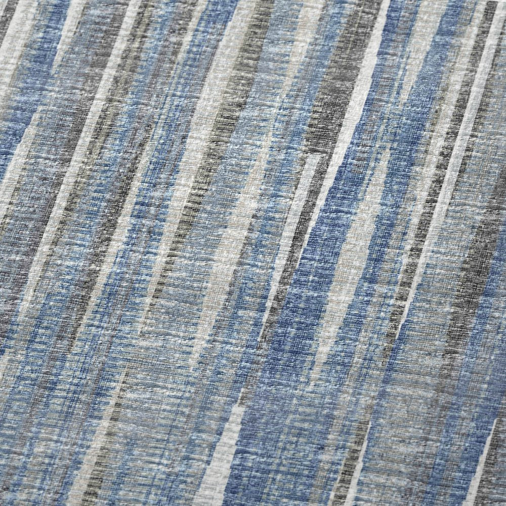50" X 70" Blue And Beige Striped Microfiber Plush Throw Blanket