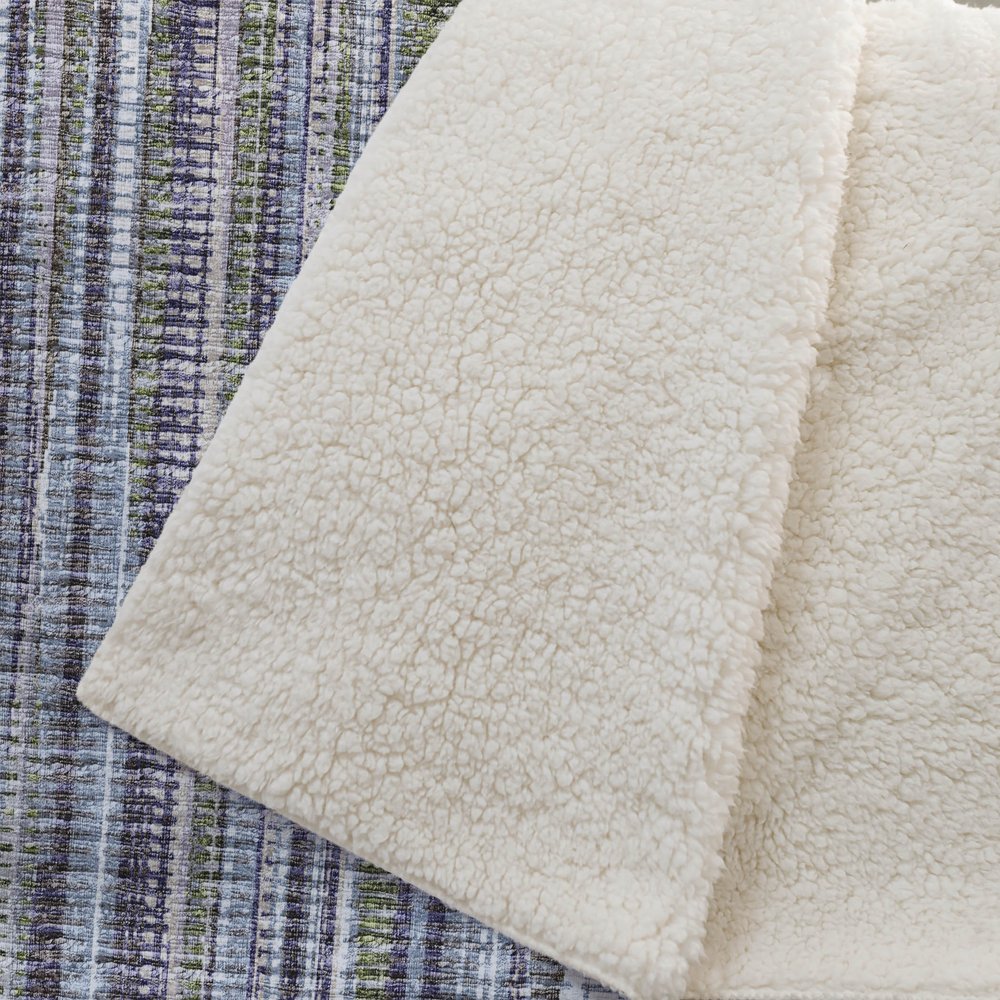 50" X 70" Plum And Ivory Striped Microfiber Plush Throw Blanket