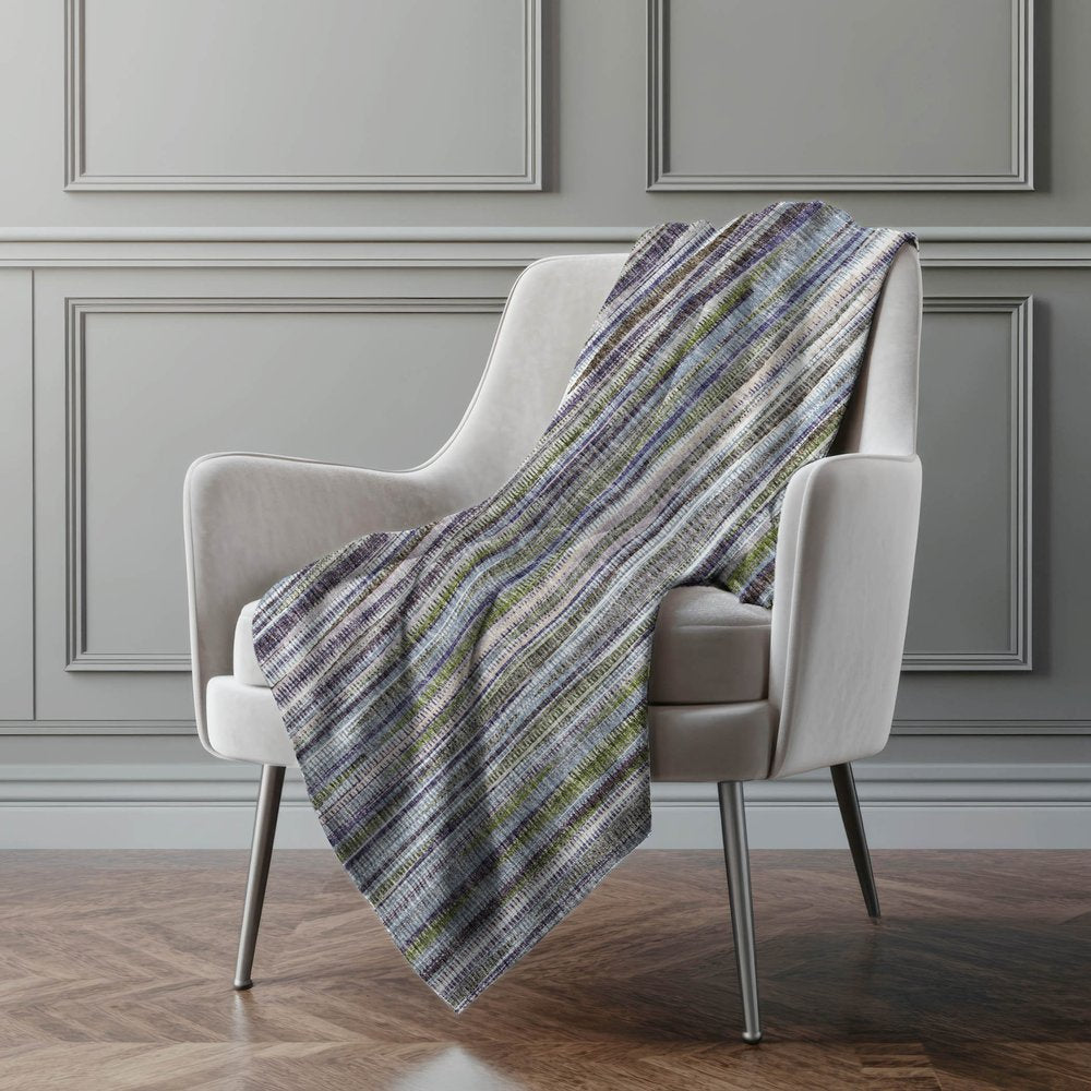 50" X 70" Plum And Ivory Striped Microfiber Plush Throw Blanket