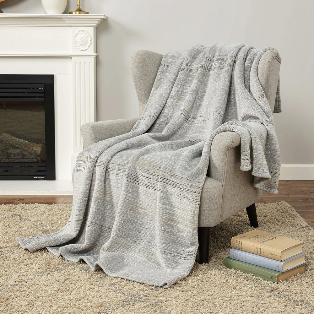 50" X 70" Beige And Ivory Abstract Microfiber Plush Throw Blanket
