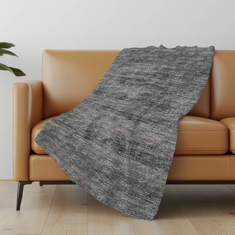 50" X 70" Gray And Silver Abstract Microfiber Plush Throw Blanket