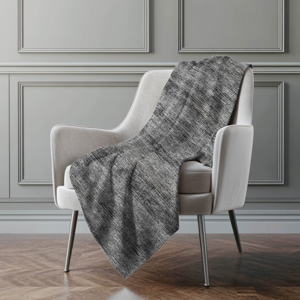 50" X 70" Gray And Silver Abstract Microfiber Plush Throw Blanket