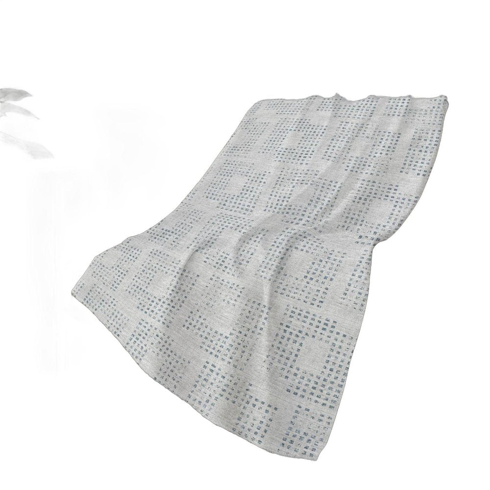 50" X 70" Silver And Blue Geometric Polyester Woven Plush Throw Blanket