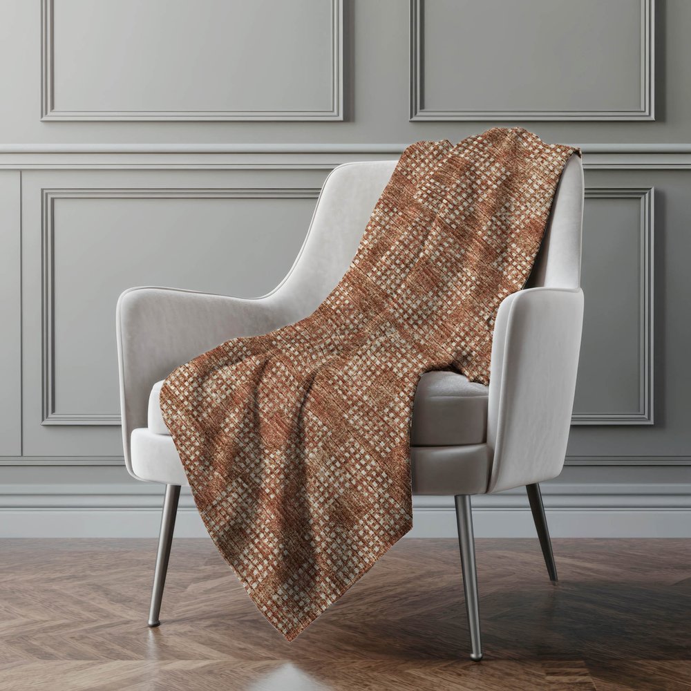 50" X 70" Brown And Beige Geometric Polyester Woven Plush Throw Blanket