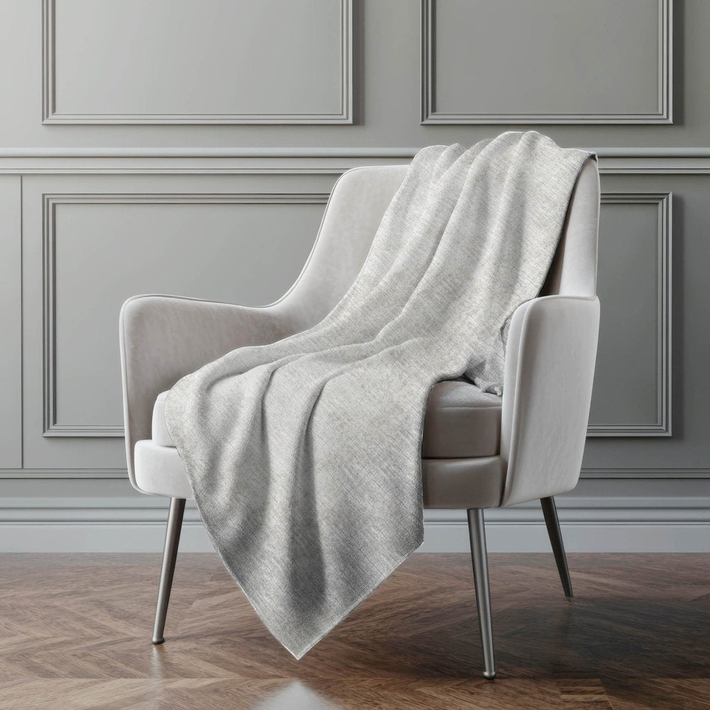 50" X 70" Gray And Silver Abstract Microfiber Plush Throw Blanket