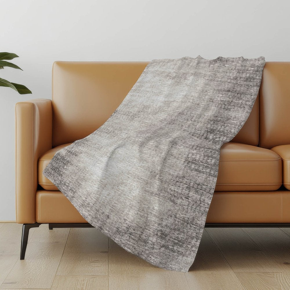 50" X 70" Coffee And Beige Abstract Microfiber Plush Throw Blanket