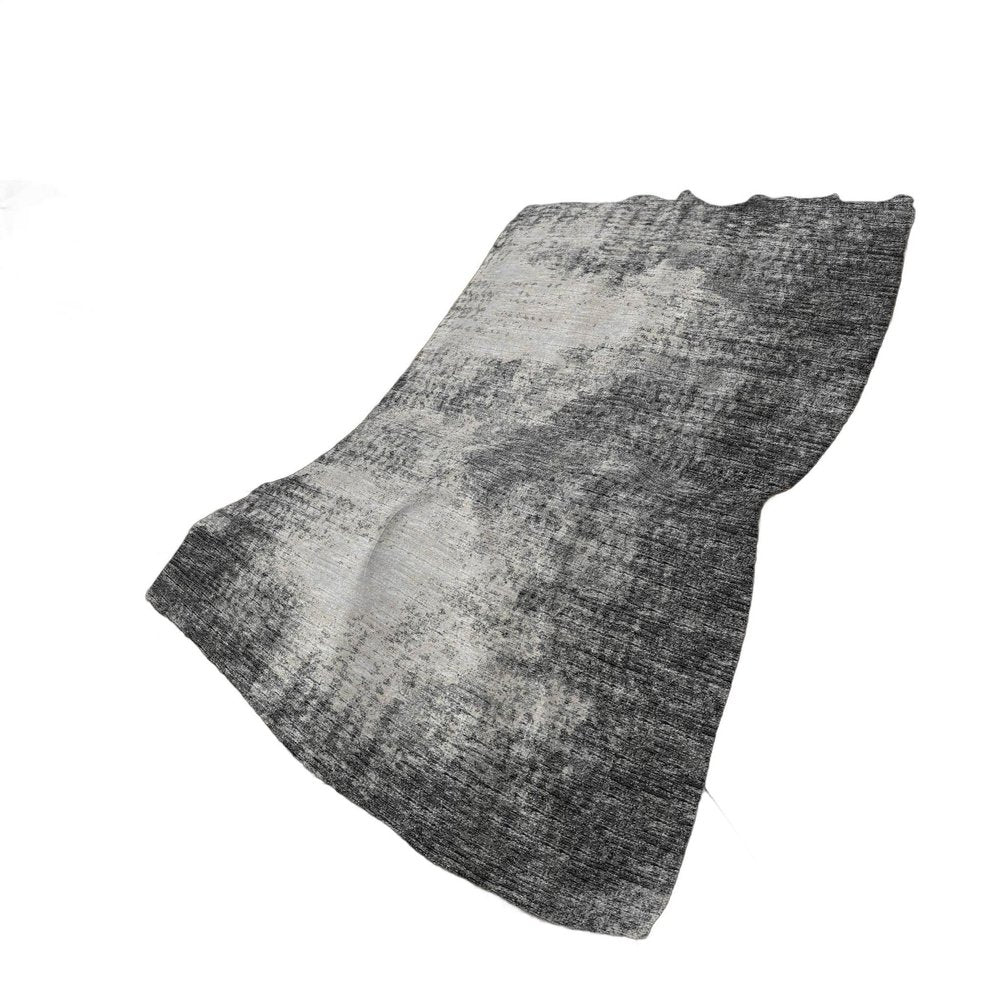 50" X 70" Black And Beige Abstract Polyester Woven Plush Throw Blanket