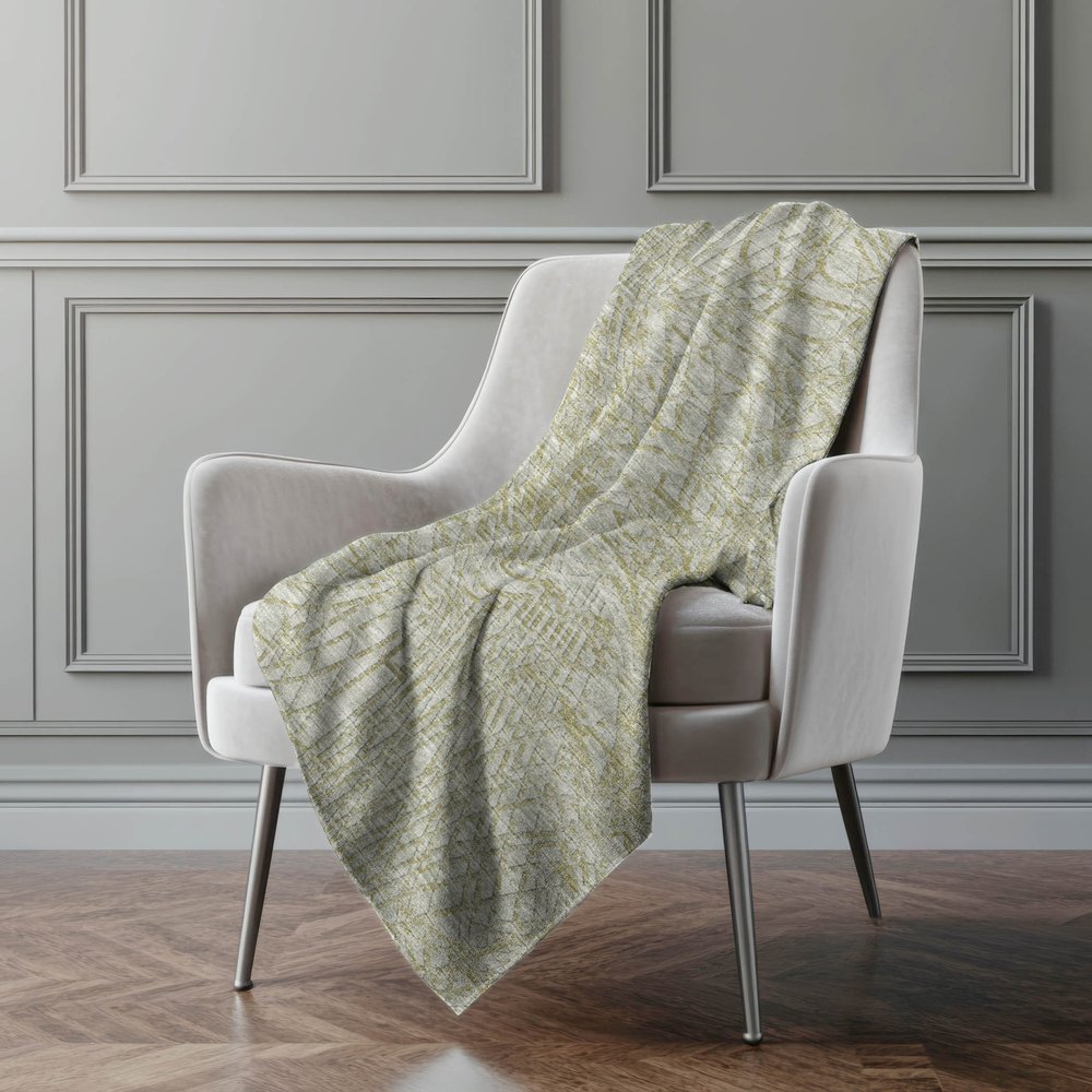 50" X 70" Sage And Beige Abstract Polyester Woven Plush Throw Blanket